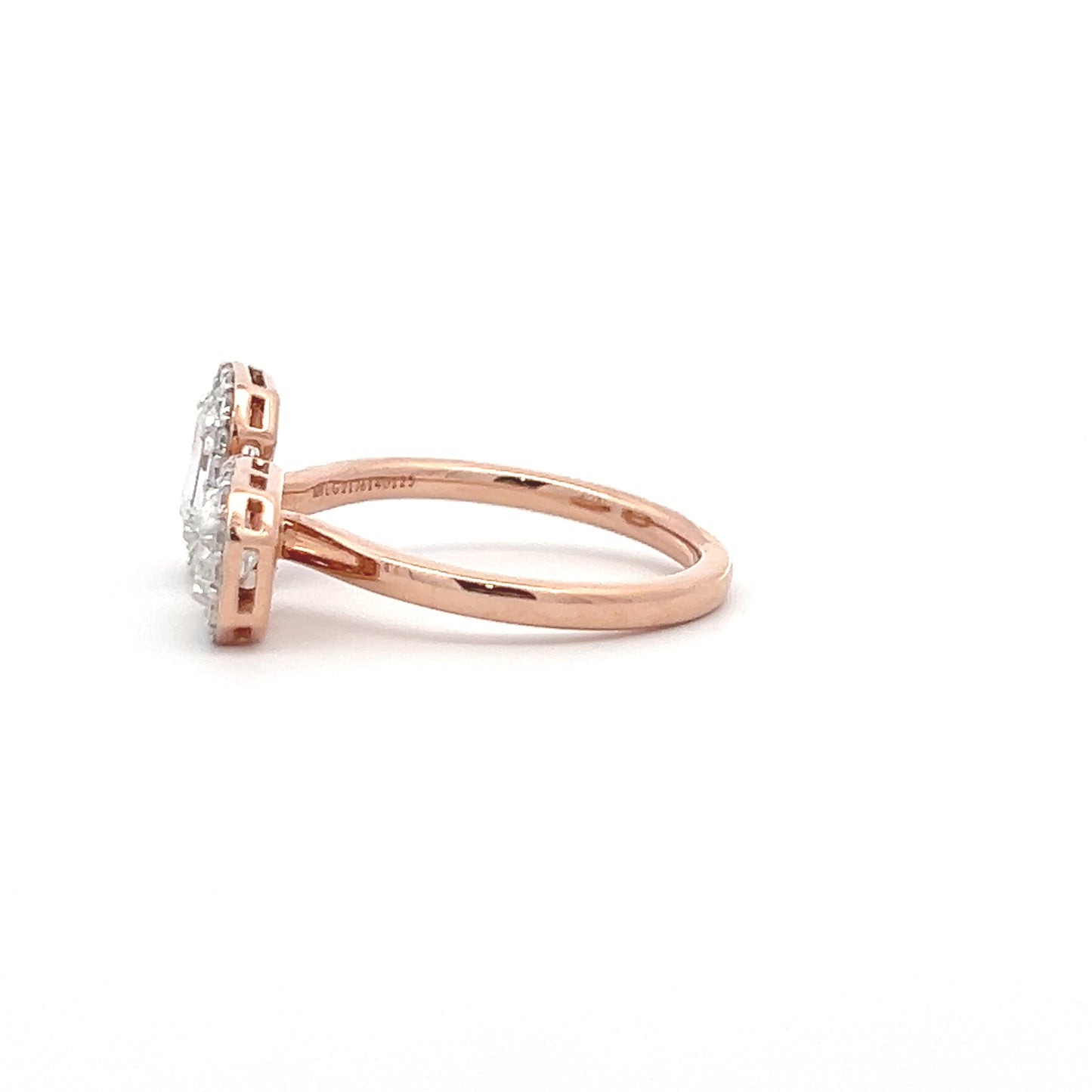 Lab Grown Emerald Diamond Open Cuff Ring In 14k Rose GOLD
