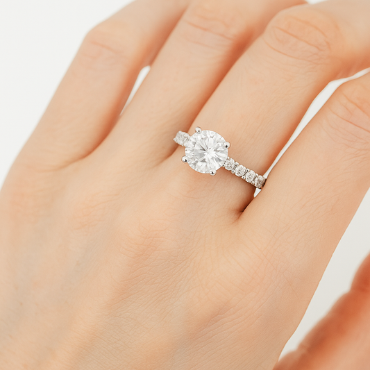 Lab Grown Diamond Solitaire Round Brilliant Ring r19 on hand