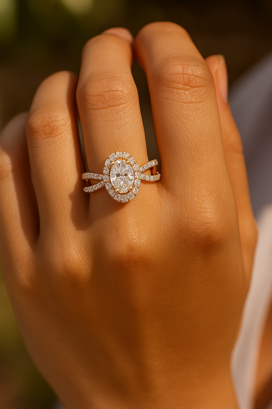 Lab Grown Oval Halo Diamond Ring