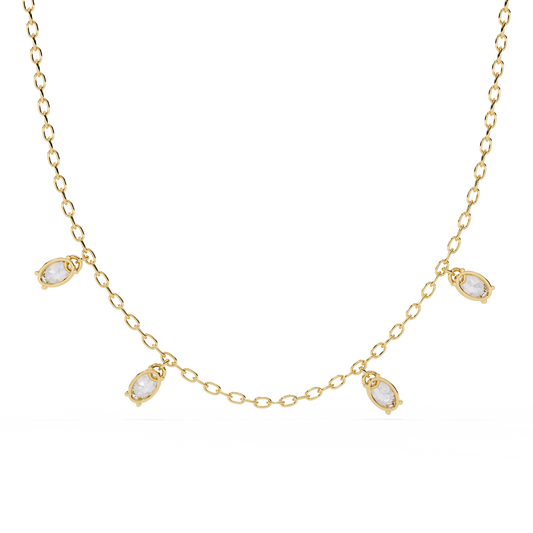 Lab Grown Diamond Necklace Oval Stone (1.45ct Pair) In 14K Gold