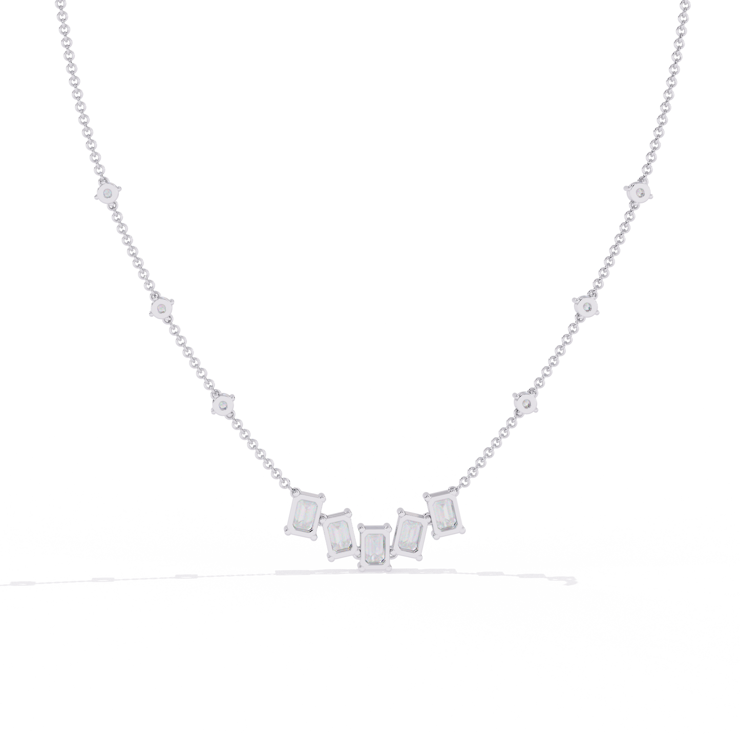 Lab Grown Diamond Necklace Round  Stone (3.29ct) In 14K Gold