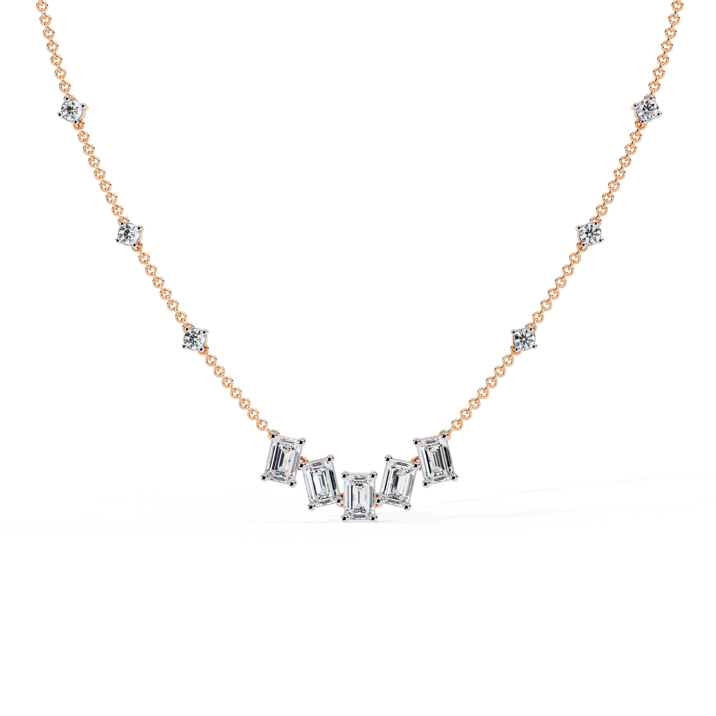 Lab Grown Diamond Necklace Round  Stone (3.29ct) In 14K Gold