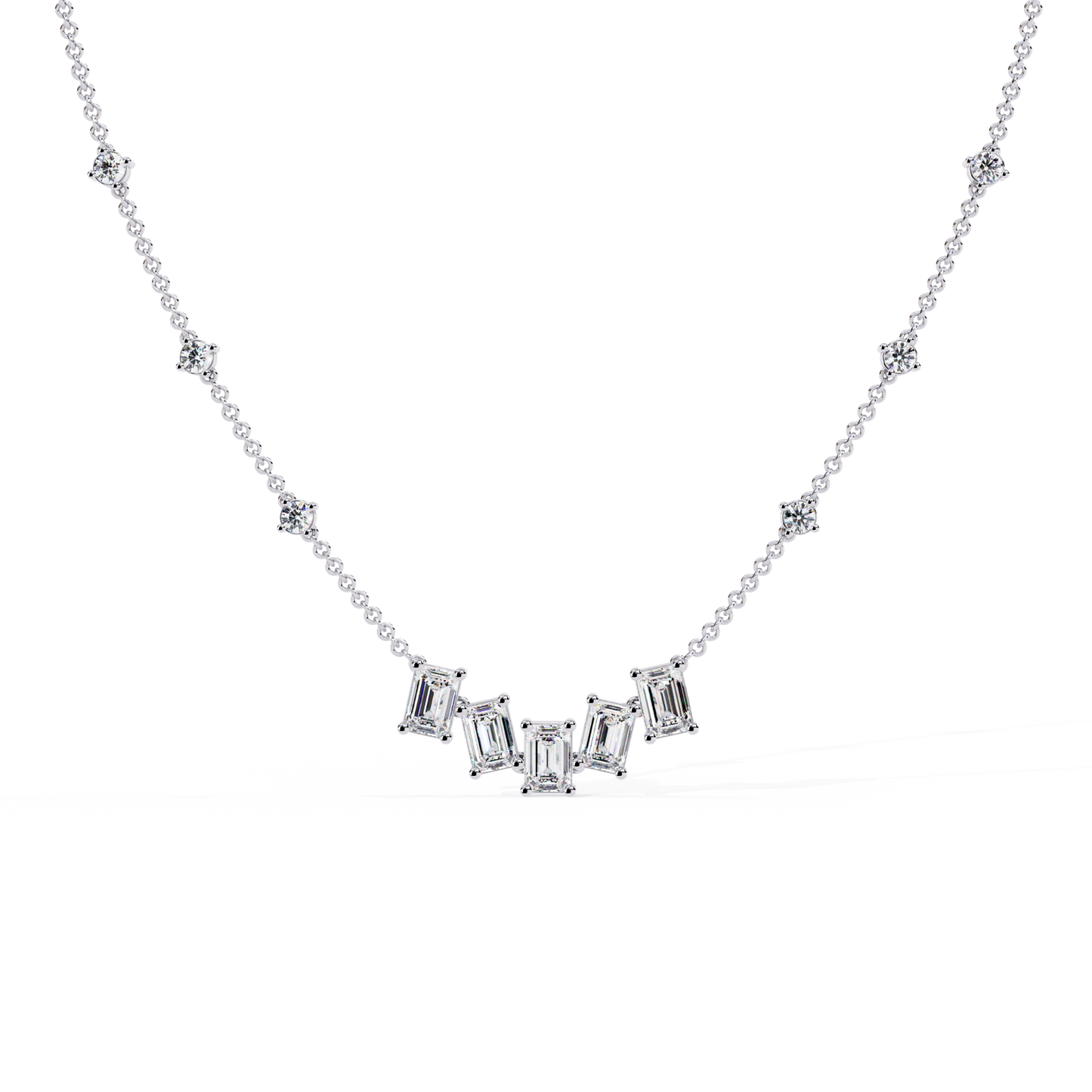 Lab Grown Diamond Necklace Round  Stone (3.29ct) In 14K Gold