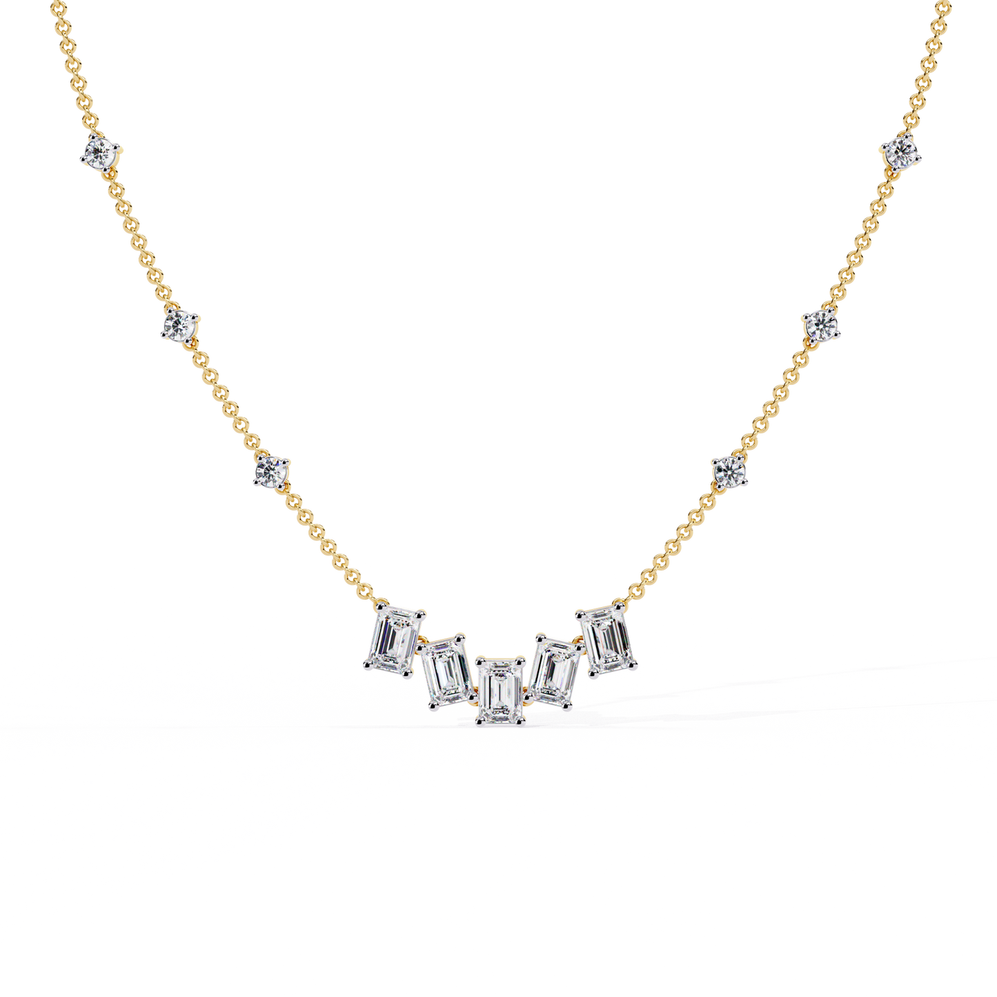 Lab Grown Diamond Necklace Round  Stone (3.29ct) In 14K Gold