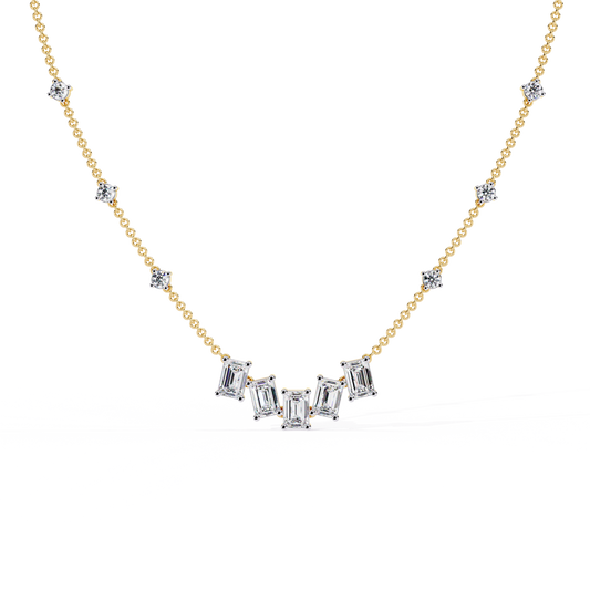 Lab Grown Diamond Necklace Round  Stone (3.29ct) In 14K Gold