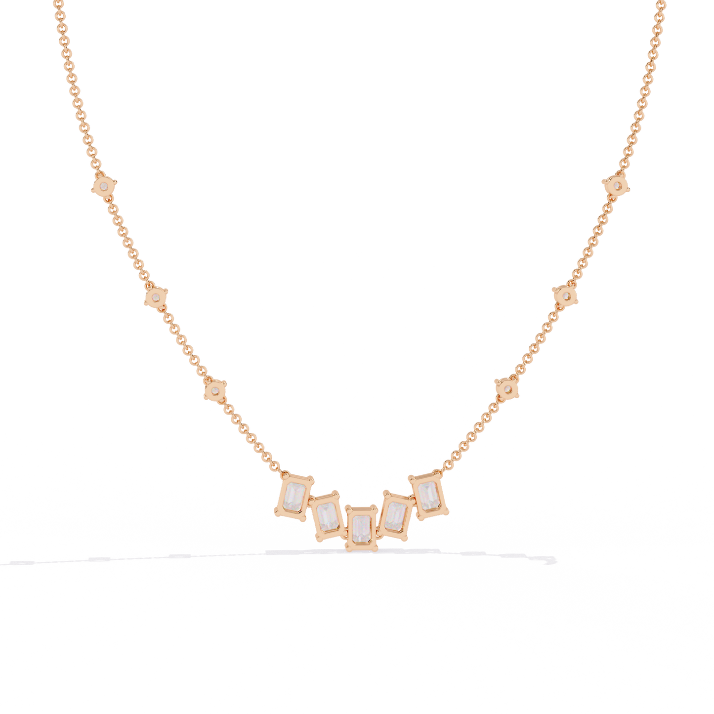 Lab Grown Diamond Necklace Round  Stone (3.29ct) In 14K Gold