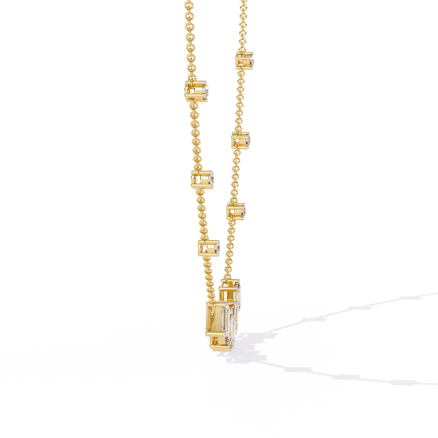 Lab Grown Diamond Necklace Round  Stone (3.29ct) In 14K Gold