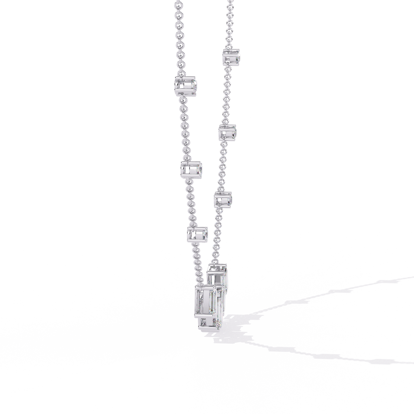 Lab Grown Diamond Necklace Round  Stone (3.29ct) In 14K Gold