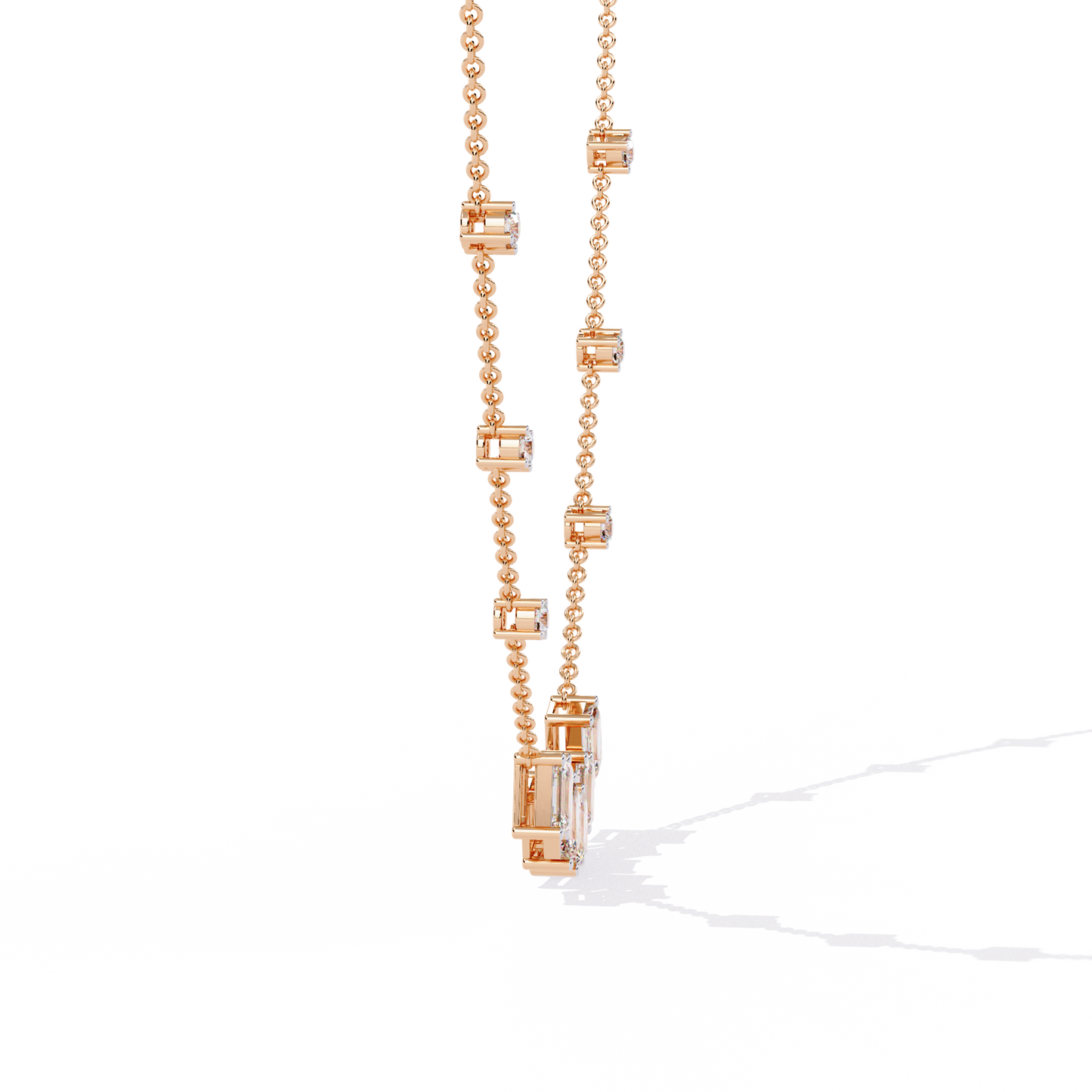 Lab Grown Diamond Necklace Round  Stone (3.29ct) In 14K Gold