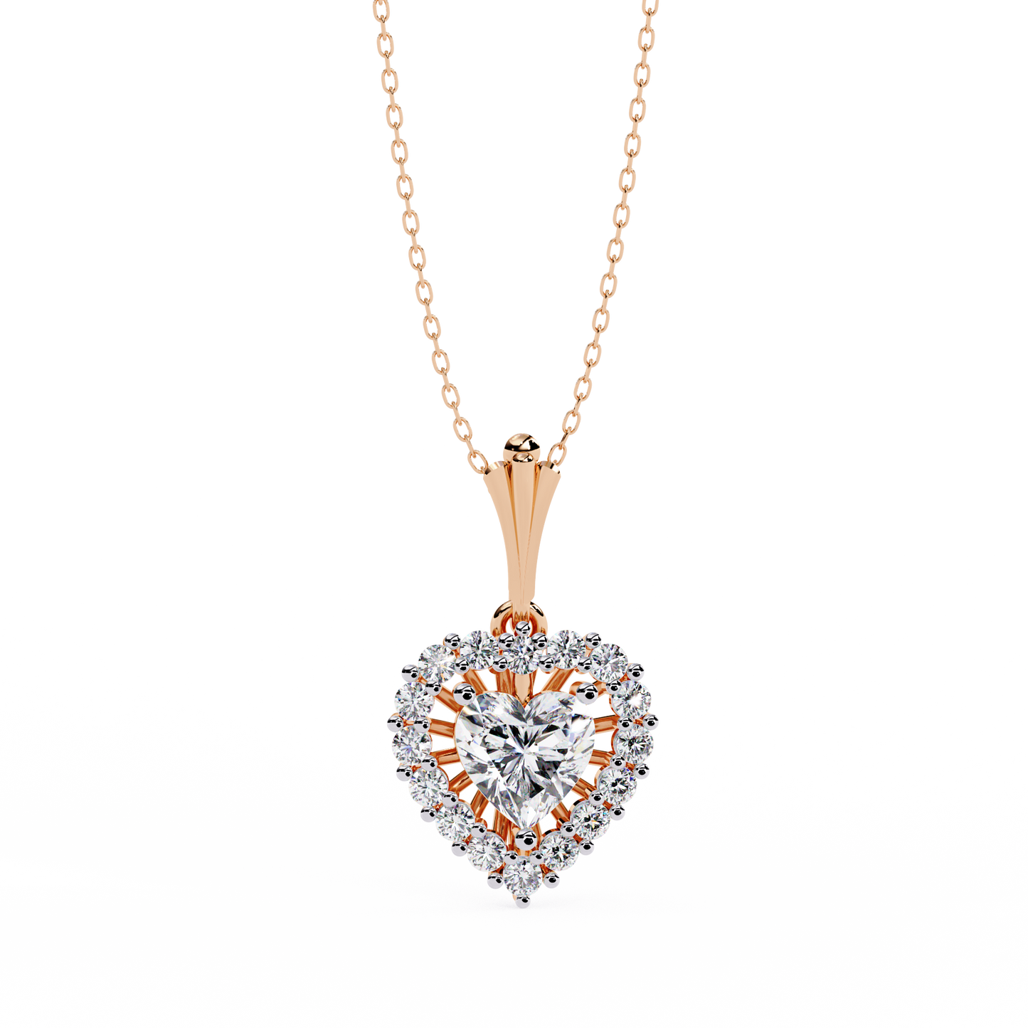 Lab Grown Diamond Pendant Heart Stone (0.93ct ) In 14K Gold Without Chain