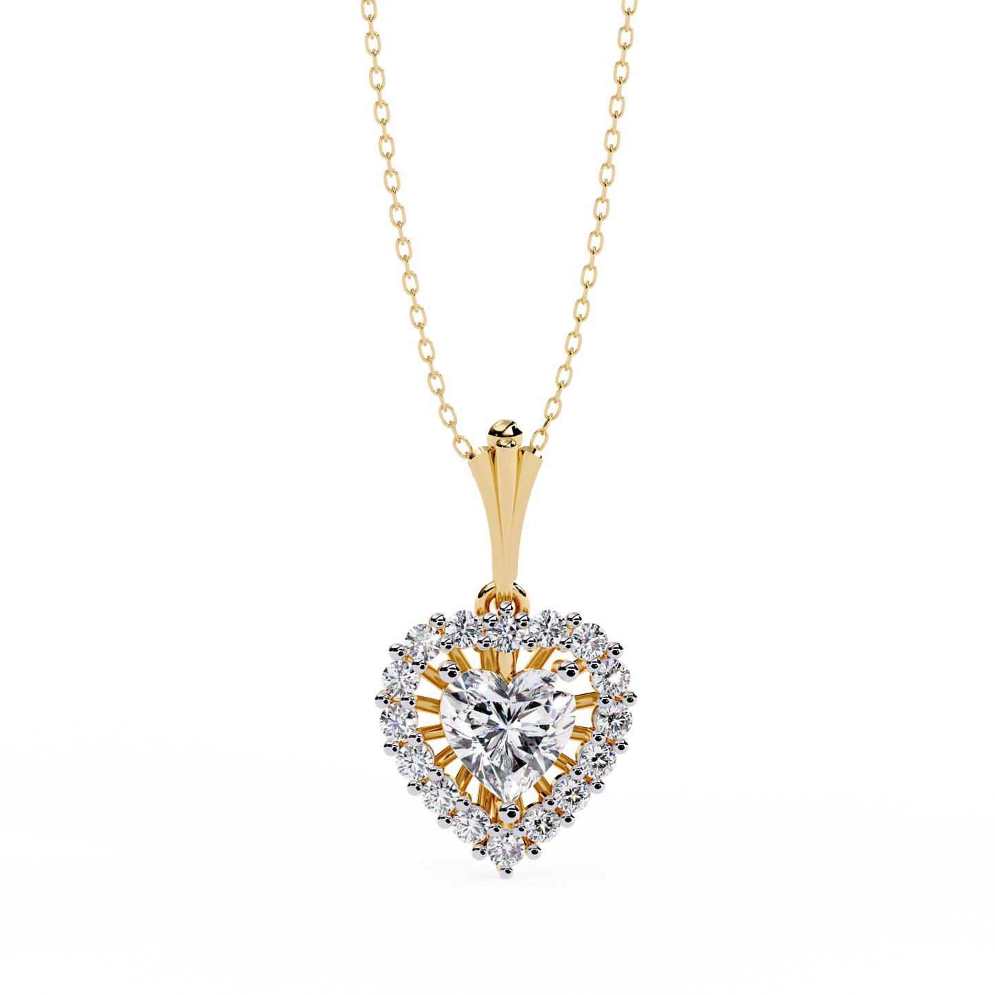 Lab Grown Diamond Pendant Heart Stone (0.93ct ) In 14K Gold Without Chain