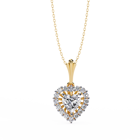 Lab Grown Diamond Pendant Heart Stone (0.93ct ) In 14K Gold Without Chain