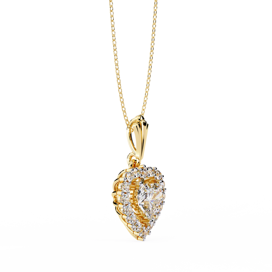 Lab Grown Diamond Pendant Heart Stone (0.93ct ) In 14K Gold Without Chain