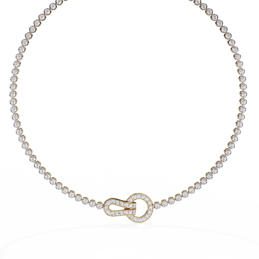 Lab Grown Diamond Necklace Round Stone (6.62ct) In 14K Gold