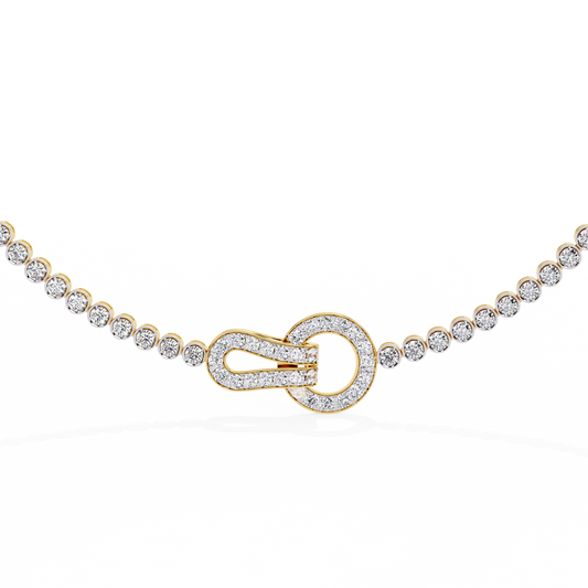 Lab Grown Diamond Necklace Round Stone (6.62ct) In 14K Gold