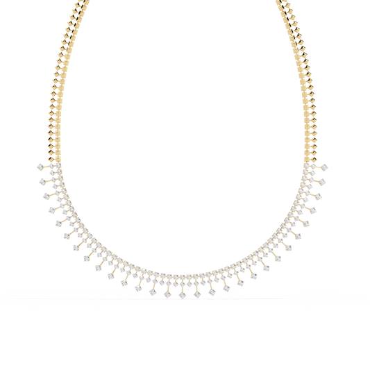 Lab Grown Diamond Necklace Round Stone (4.54ct ) In 14K Gold