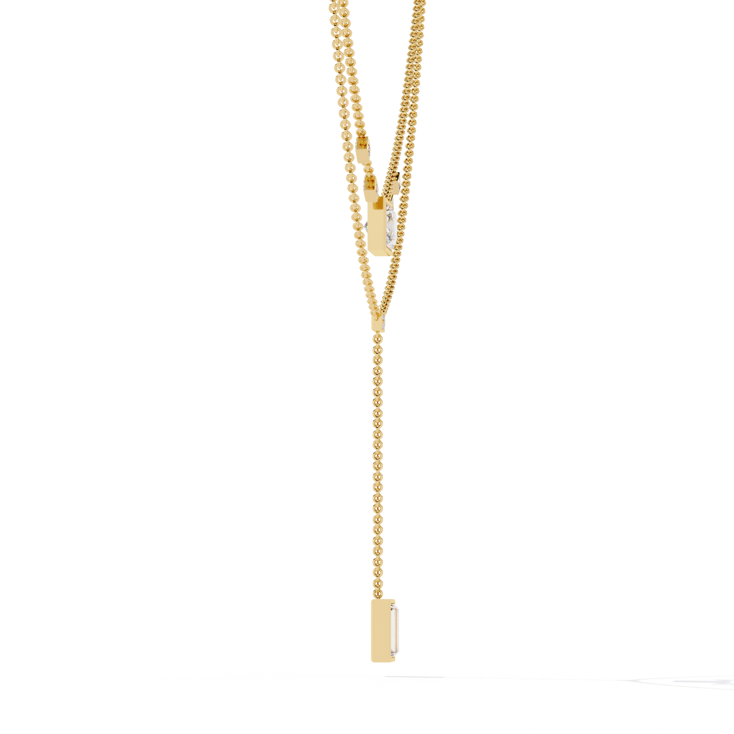 Lab Grown Diamond Necklace Princess Stone (3.45ct) In 14K Gold