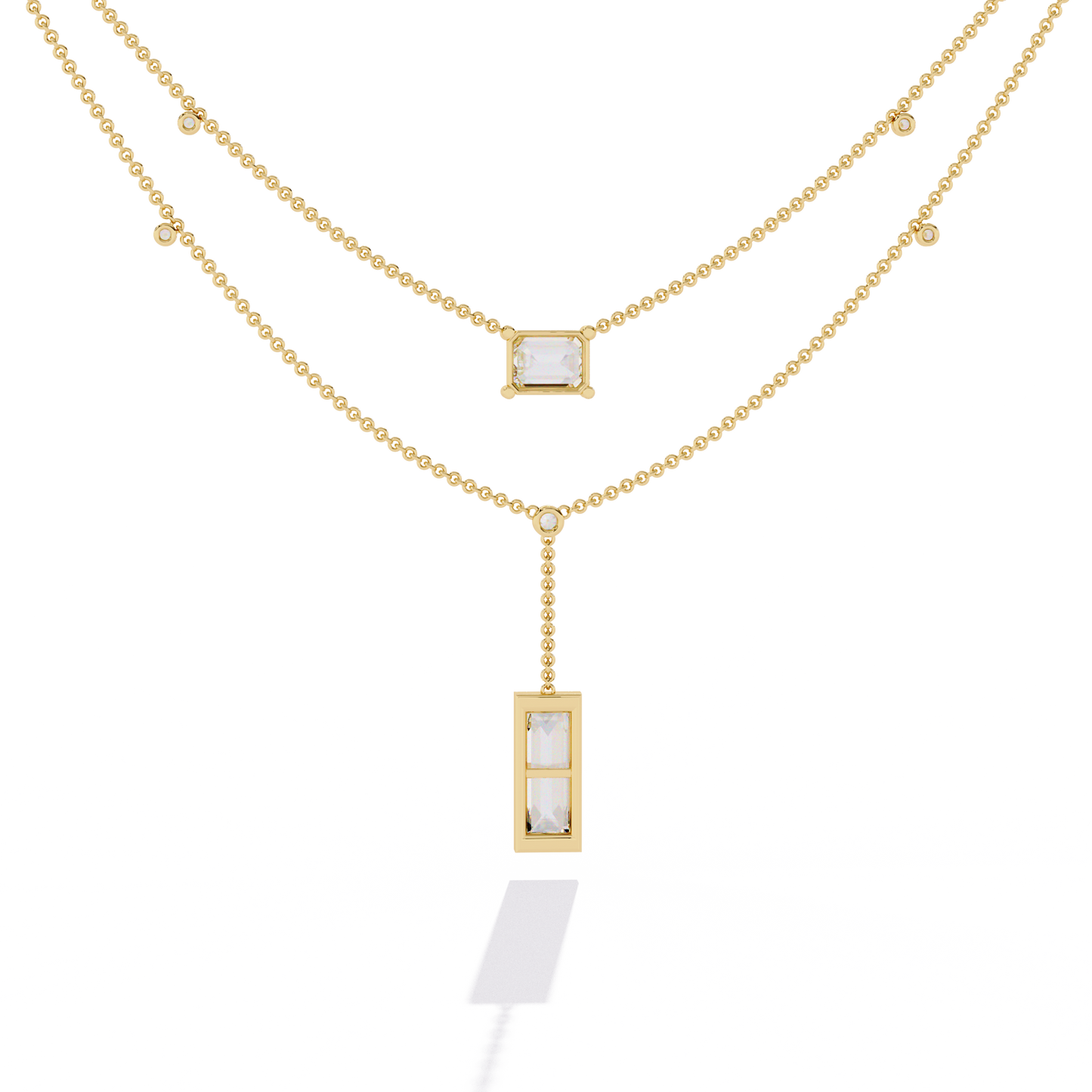 Lab Grown Diamond Necklace Emerald Stone (5.47ct) In 14K Gold