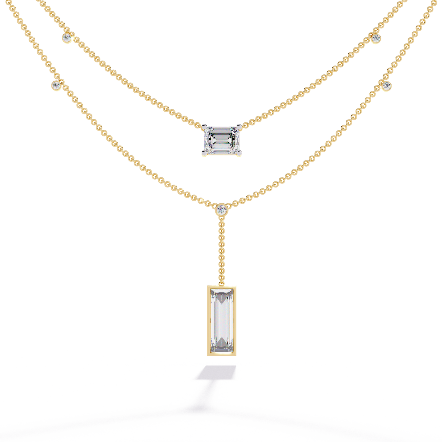 Lab Grown Diamond Necklace Emerald Stone (5.47ct) In 14K Gold
