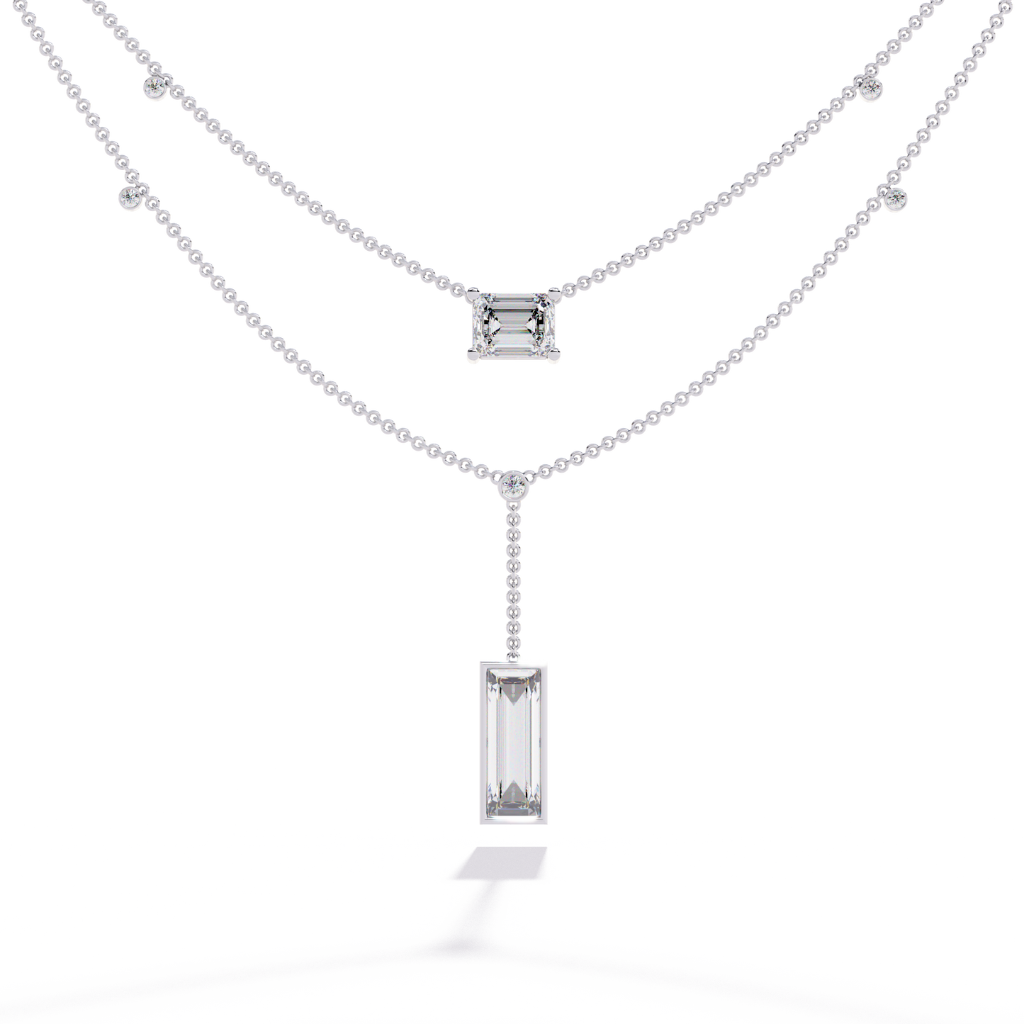 Lab Grown Diamond Necklace Emerald Stone (5.47ct) In 14K Gold