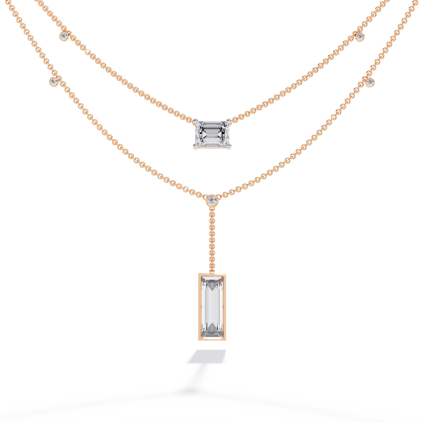 Lab Grown Diamond Necklace Emerald Stone (5.47ct) In 14K Gold