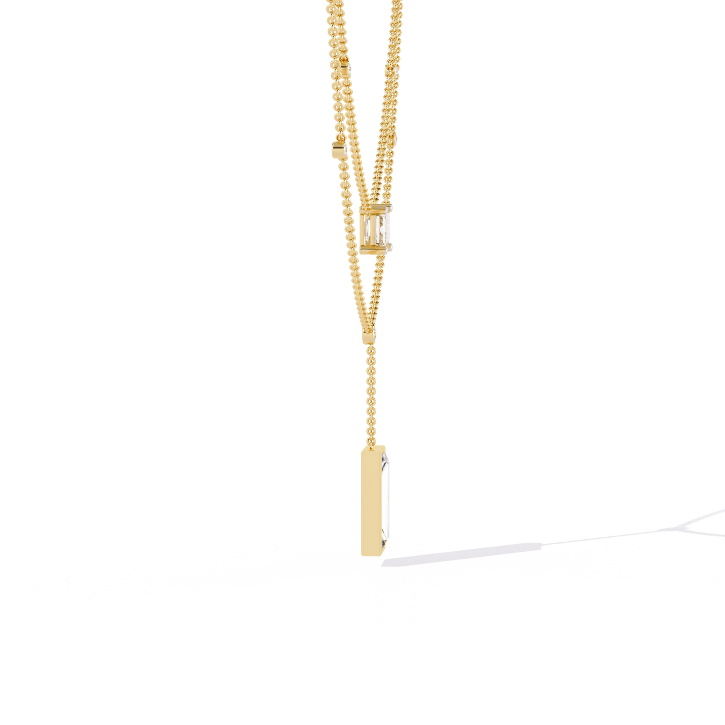 Lab Grown Diamond Necklace Emerald Stone (5.47ct) In 14K Gold