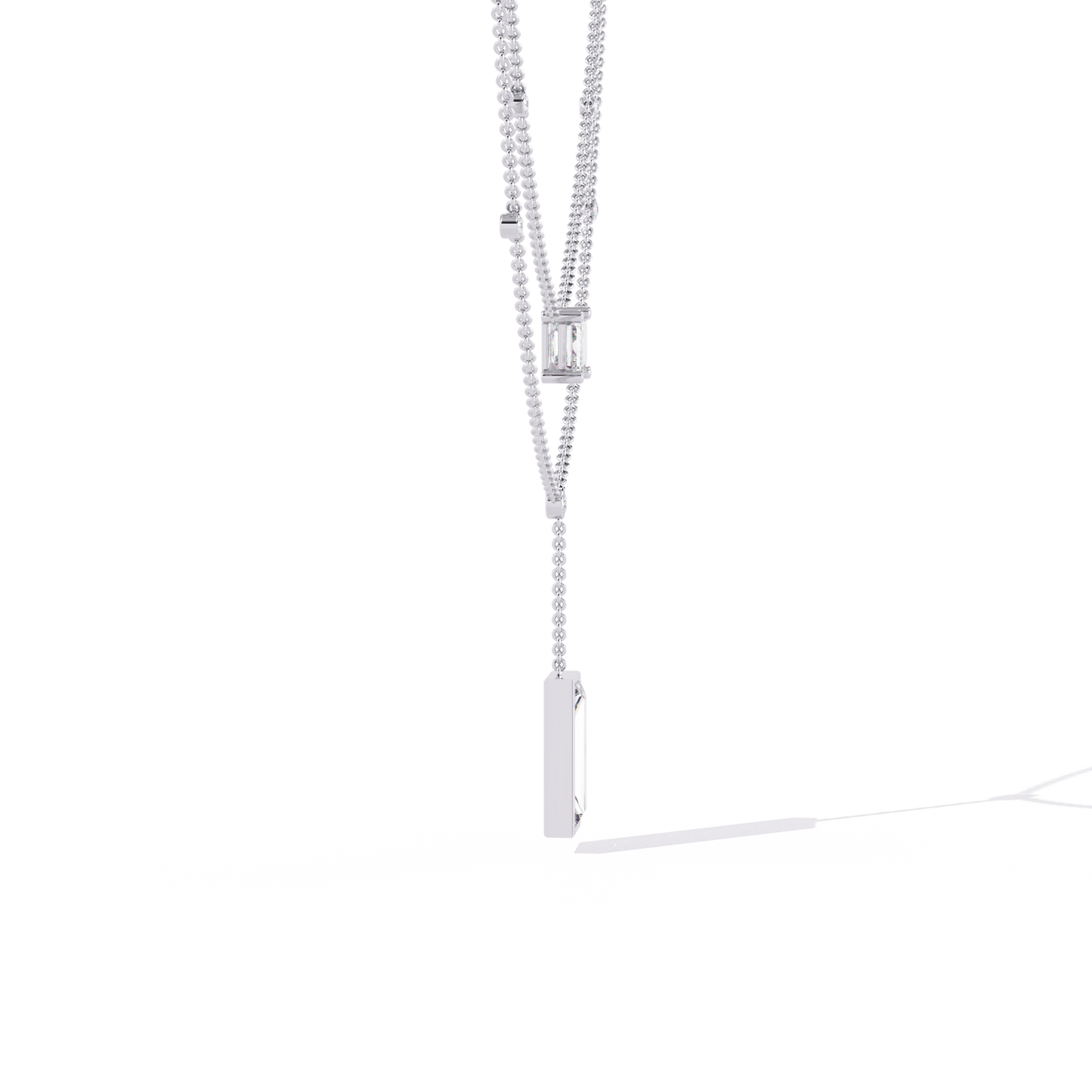 Lab Grown Diamond Necklace Emerald Stone (5.47ct) In 14K Gold