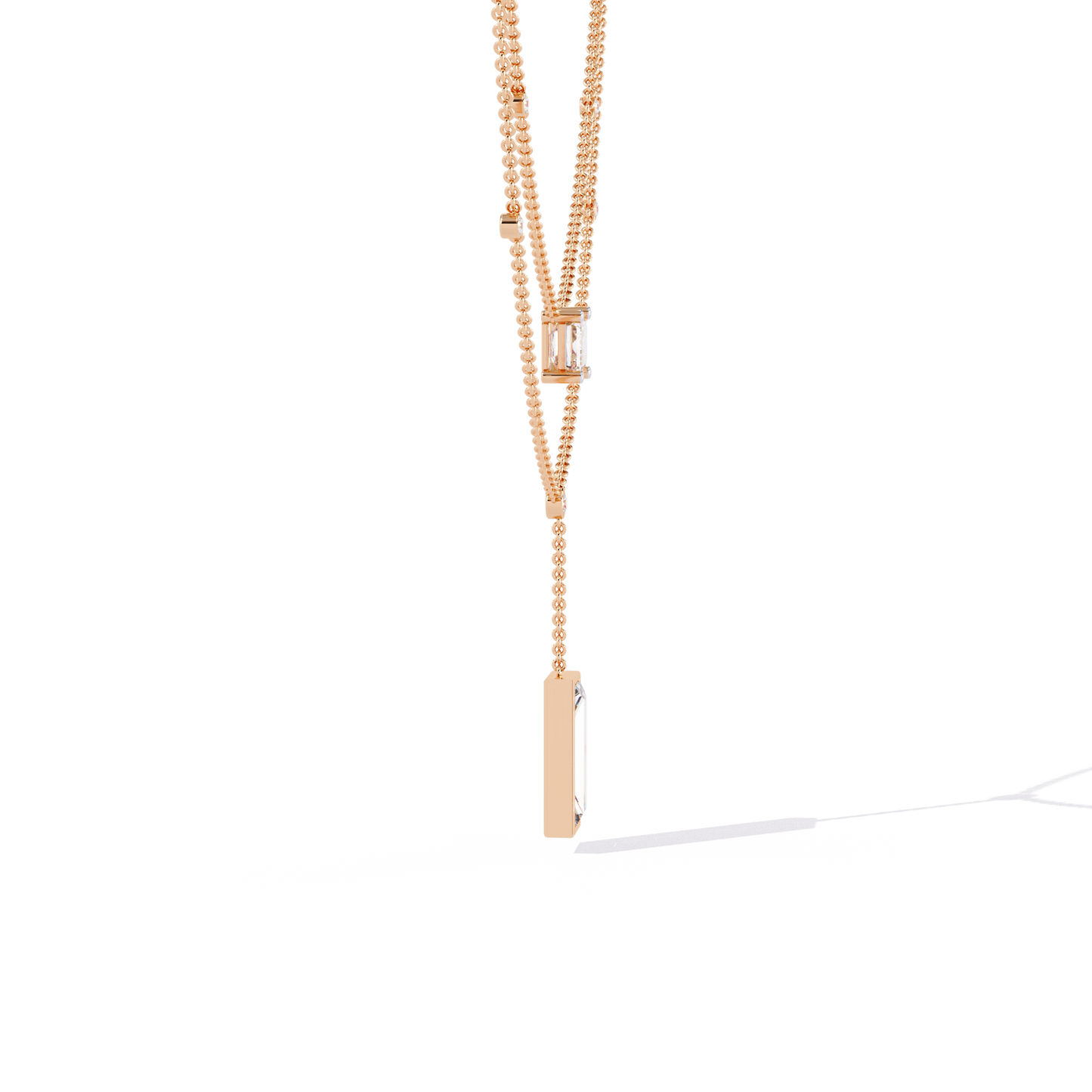 Lab Grown Diamond Necklace Emerald Stone (5.47ct) In 14K Gold