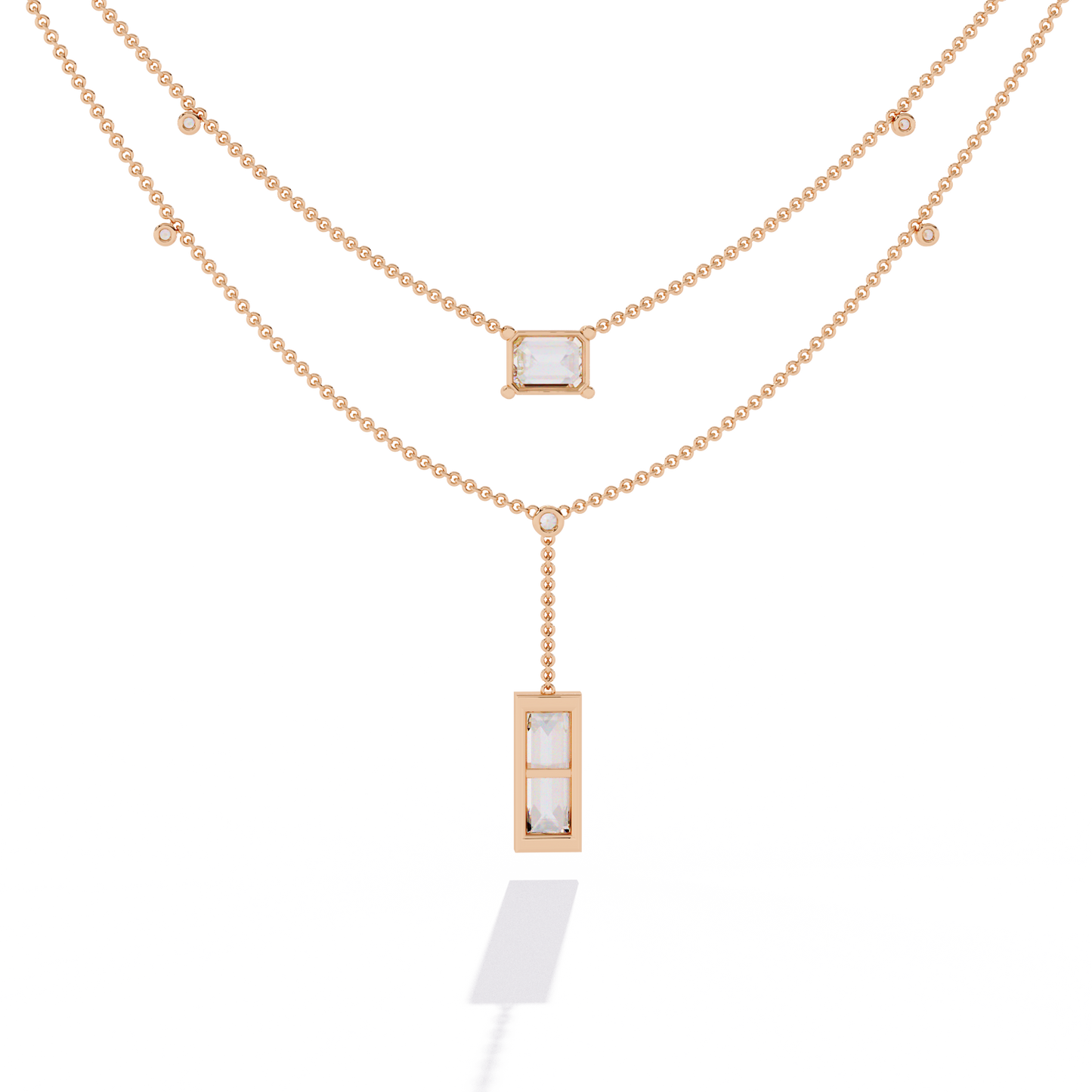 Lab Grown Diamond Necklace Emerald Stone (5.47ct) In 14K Gold