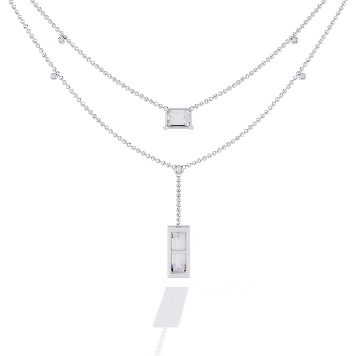 Lab Grown Diamond Necklace Emerald Stone (5.47ct) In 14K Gold