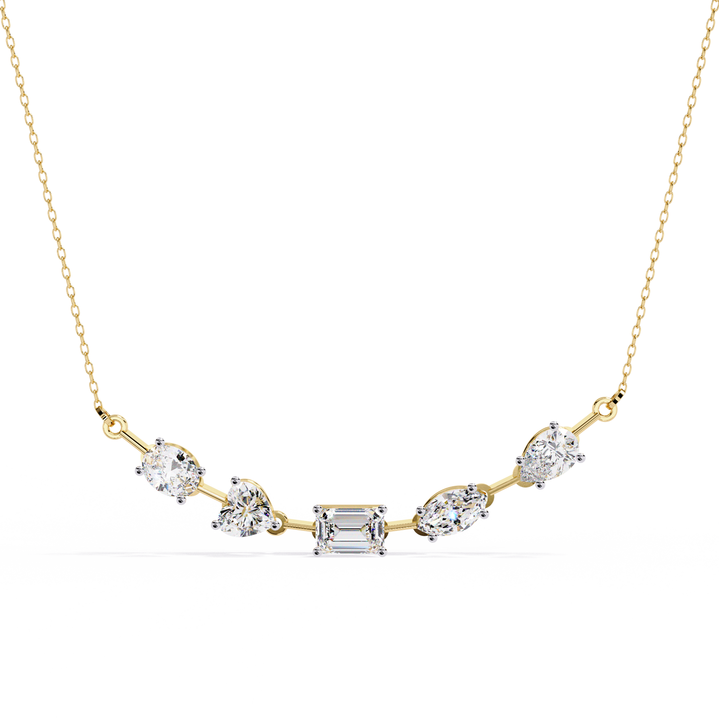Lab Grown Diamond Necklace Round Stone (2.80ct )In 14K Gold