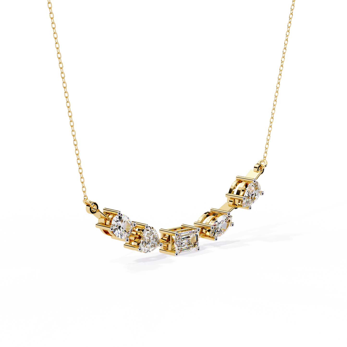 Lab Grown Diamond Necklace Round Stone (2.80ct )In 14K Gold