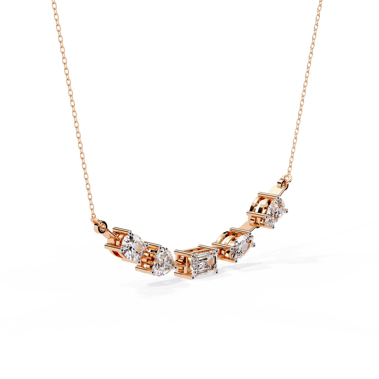 Lab Grown Diamond Necklace Round Stone (2.80ct )In 14K Gold