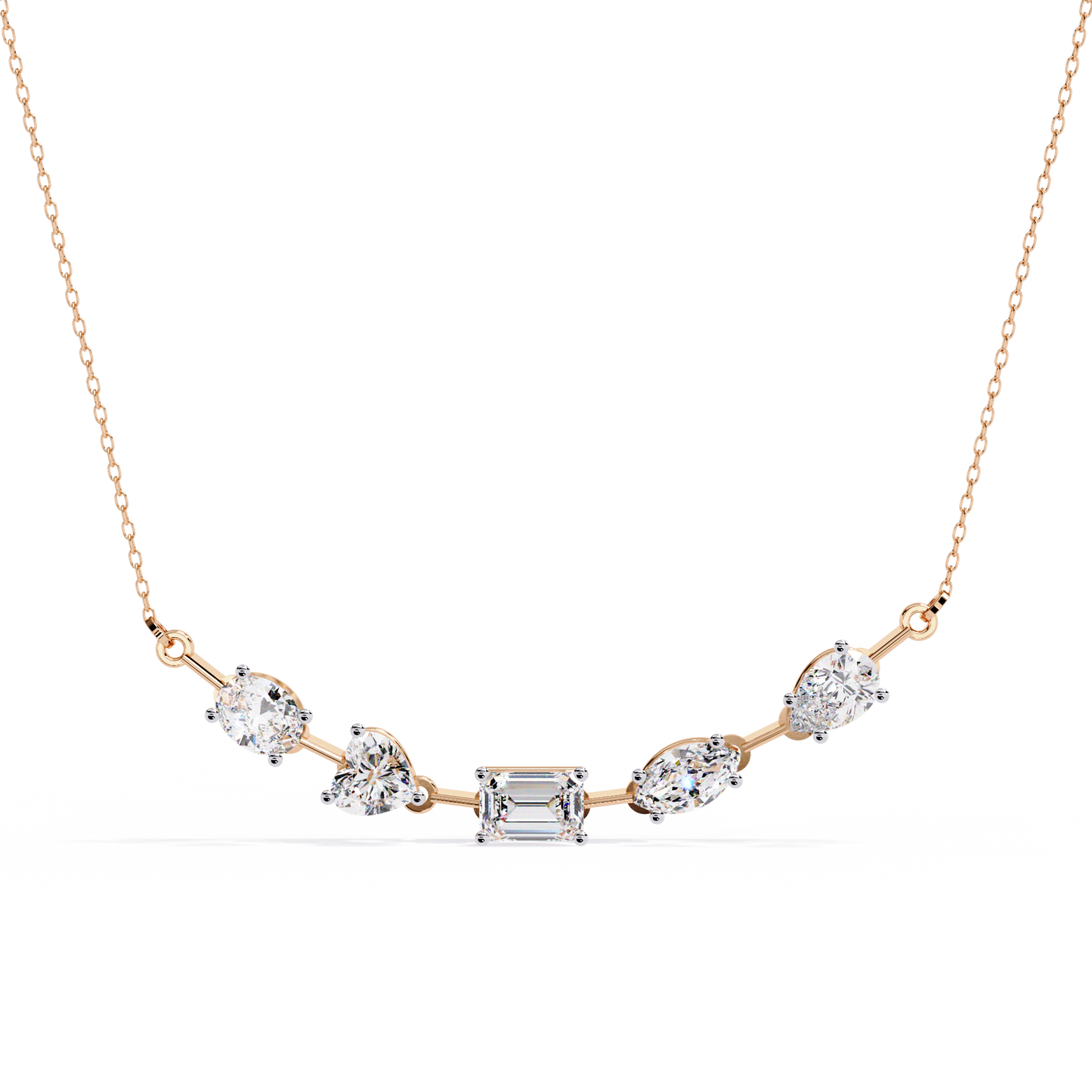 Lab Grown Diamond Necklace Round Stone (2.80ct )In 14K Gold