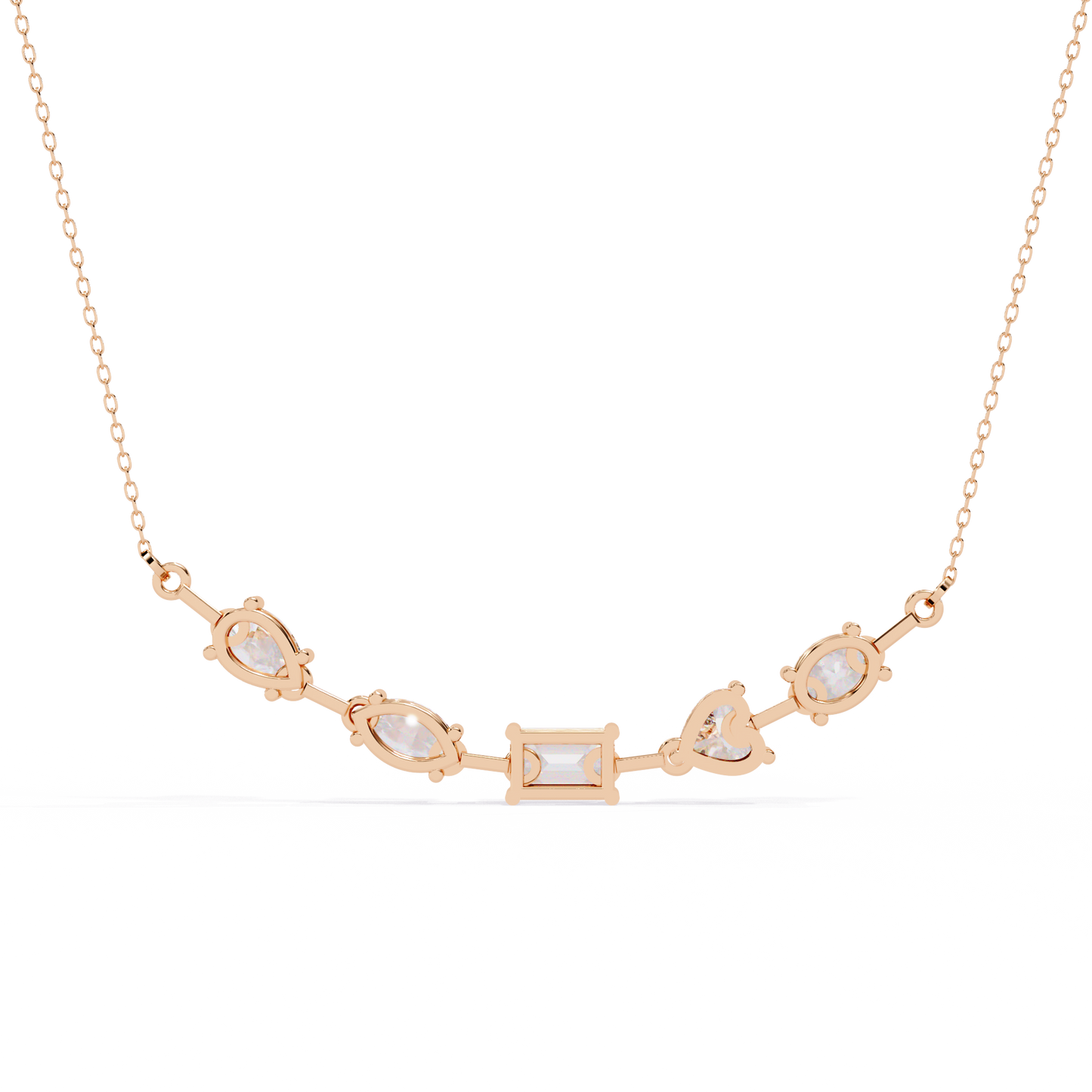 Lab Grown Diamond Necklace Round Stone (2.80ct )In 14K Gold