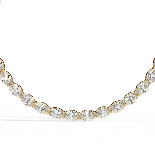 Lab Grown Diamond Necklace Oval Stone (6.20ct) In 14K Gold