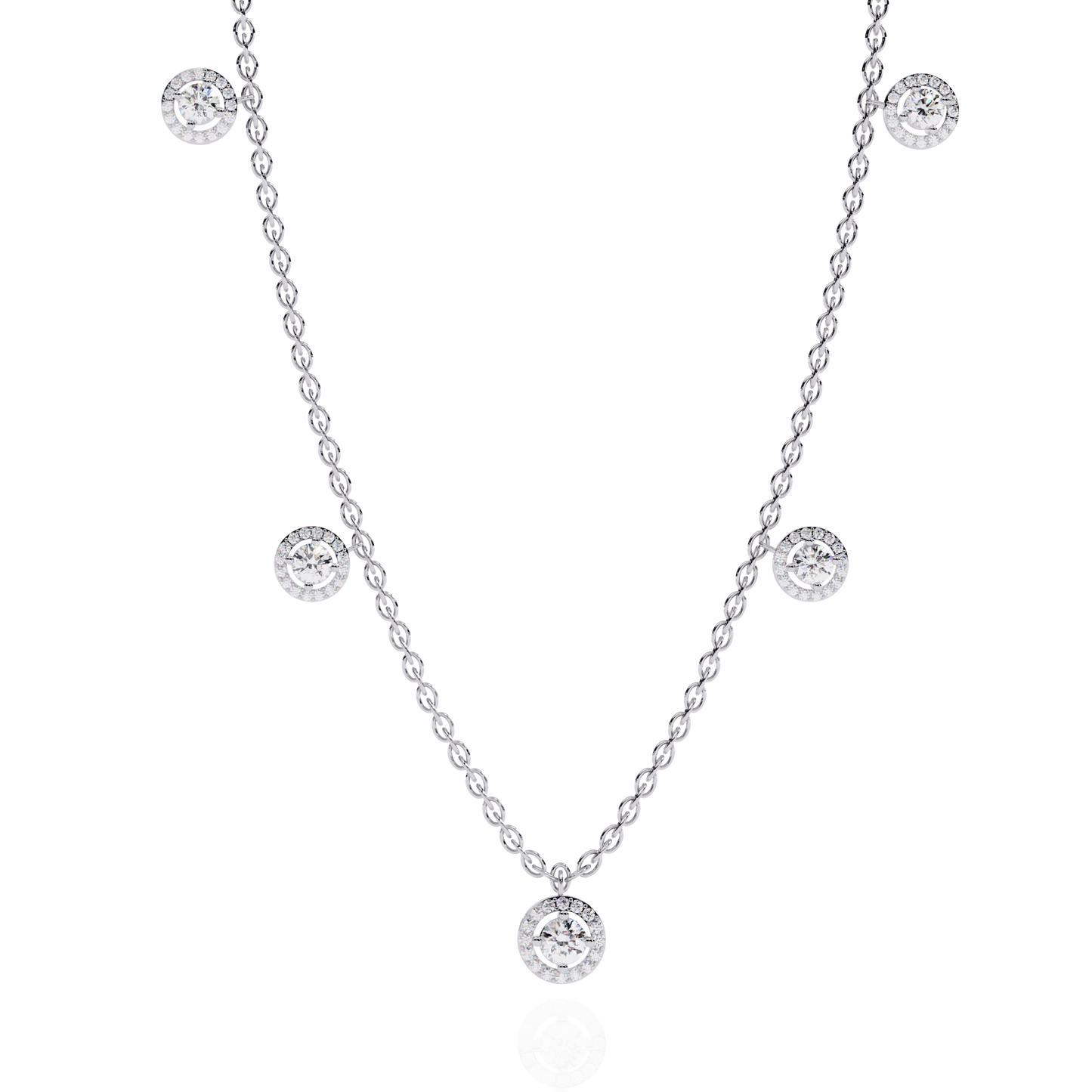 Lab Grown Diamond Necklace Round Stone (4.72ct) In 14K Gold