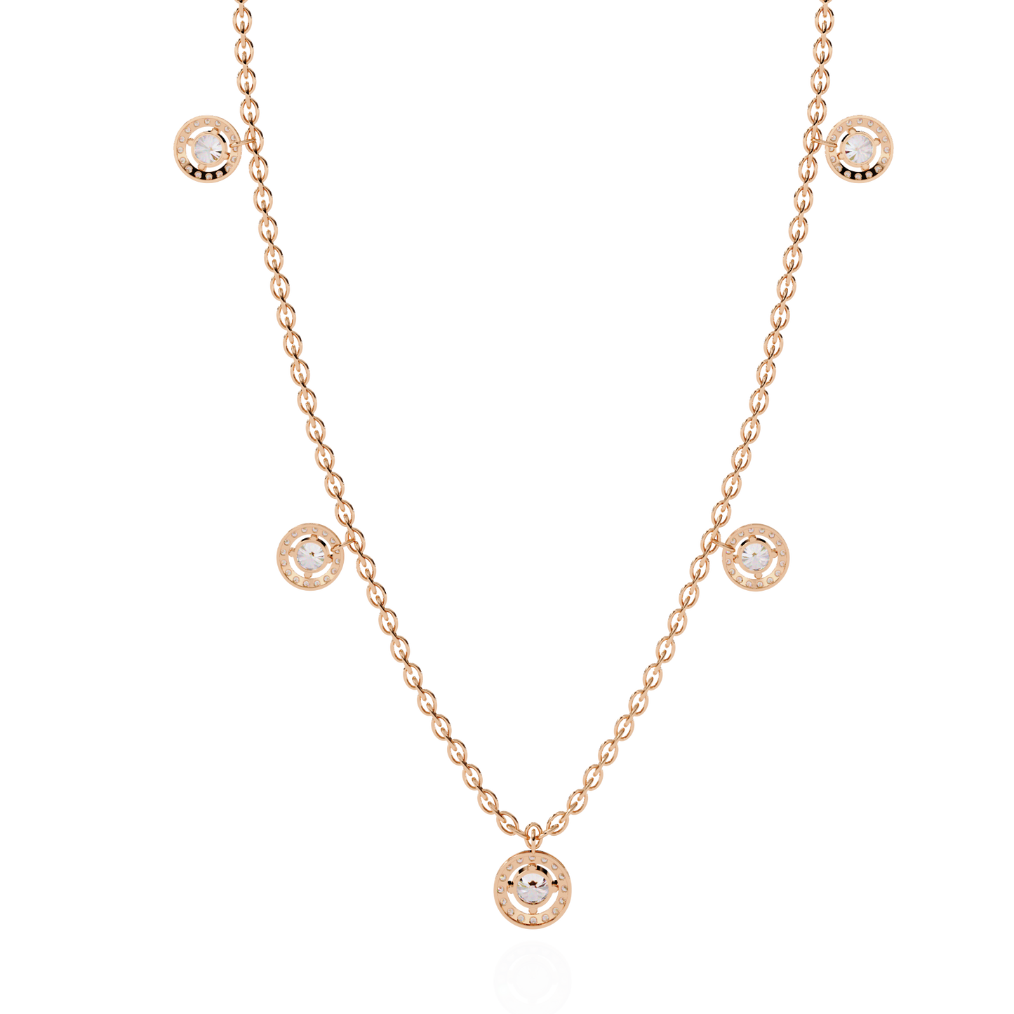 Lab Grown Diamond Necklace Round Stone (4.72ct) In 14K Gold