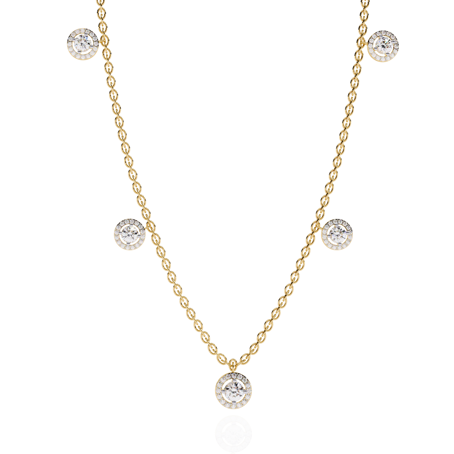 Lab Grown Diamond Necklace Round Stone (4.72ct) In 14K Gold
