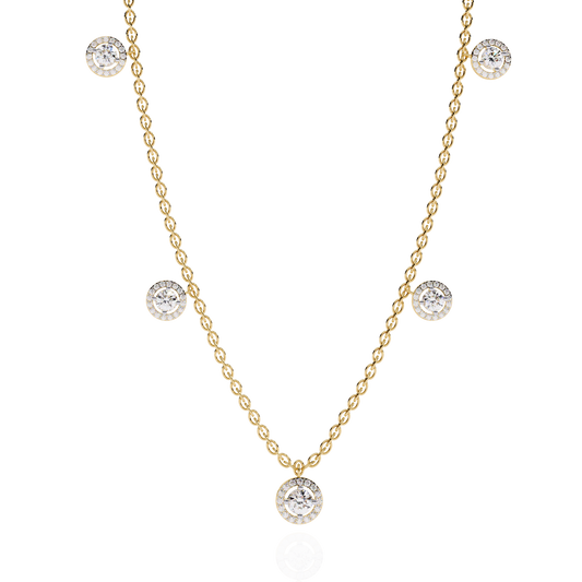 Lab Grown Diamond Necklace Round Stone (4.72ct) In 14K Gold