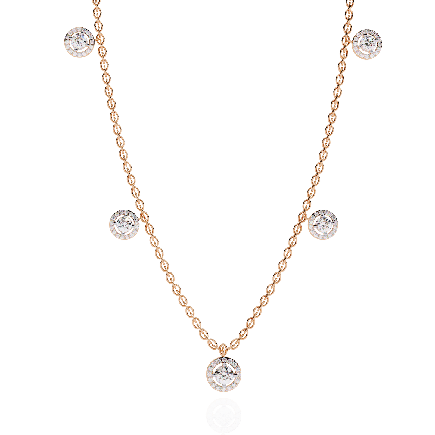Lab Grown Diamond Necklace Round Stone (4.72ct) In 14K Gold