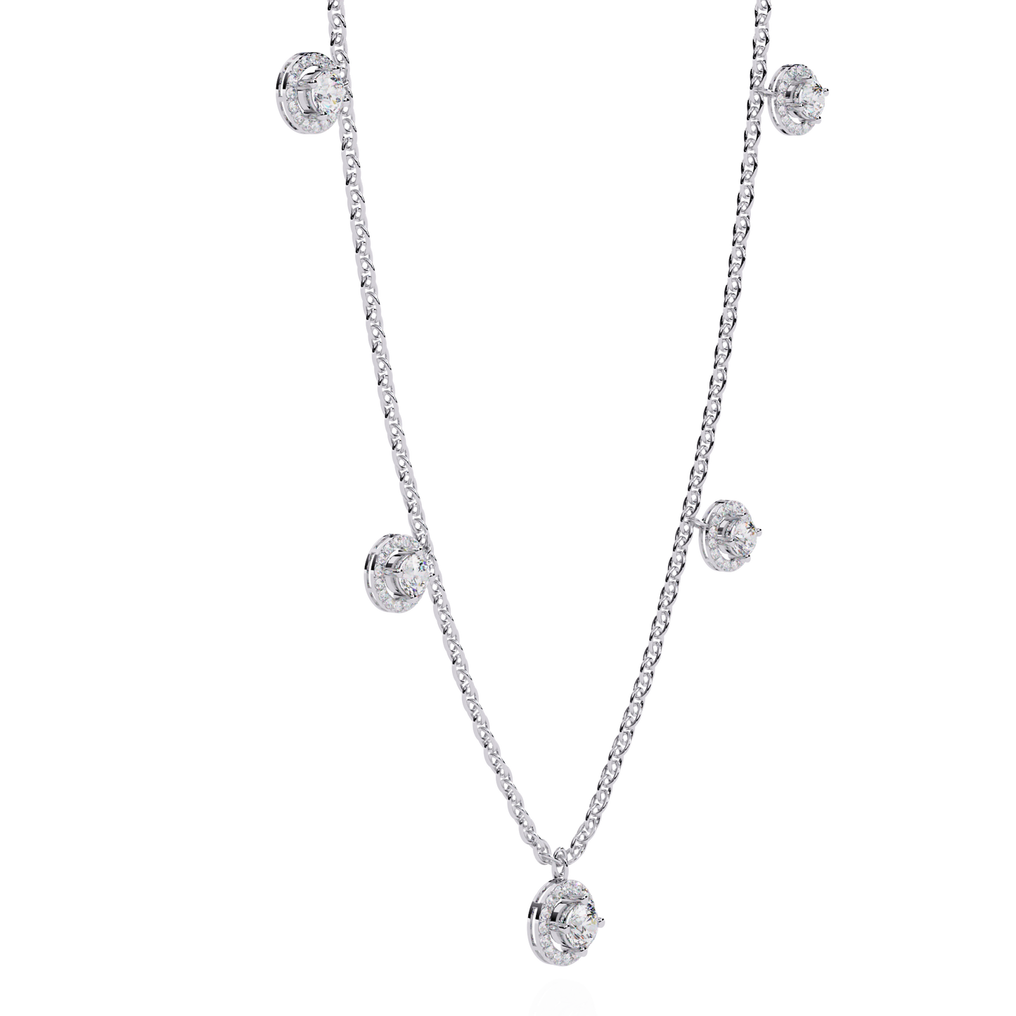 Lab Grown Diamond Necklace Round Stone (4.72ct) In 14K Gold