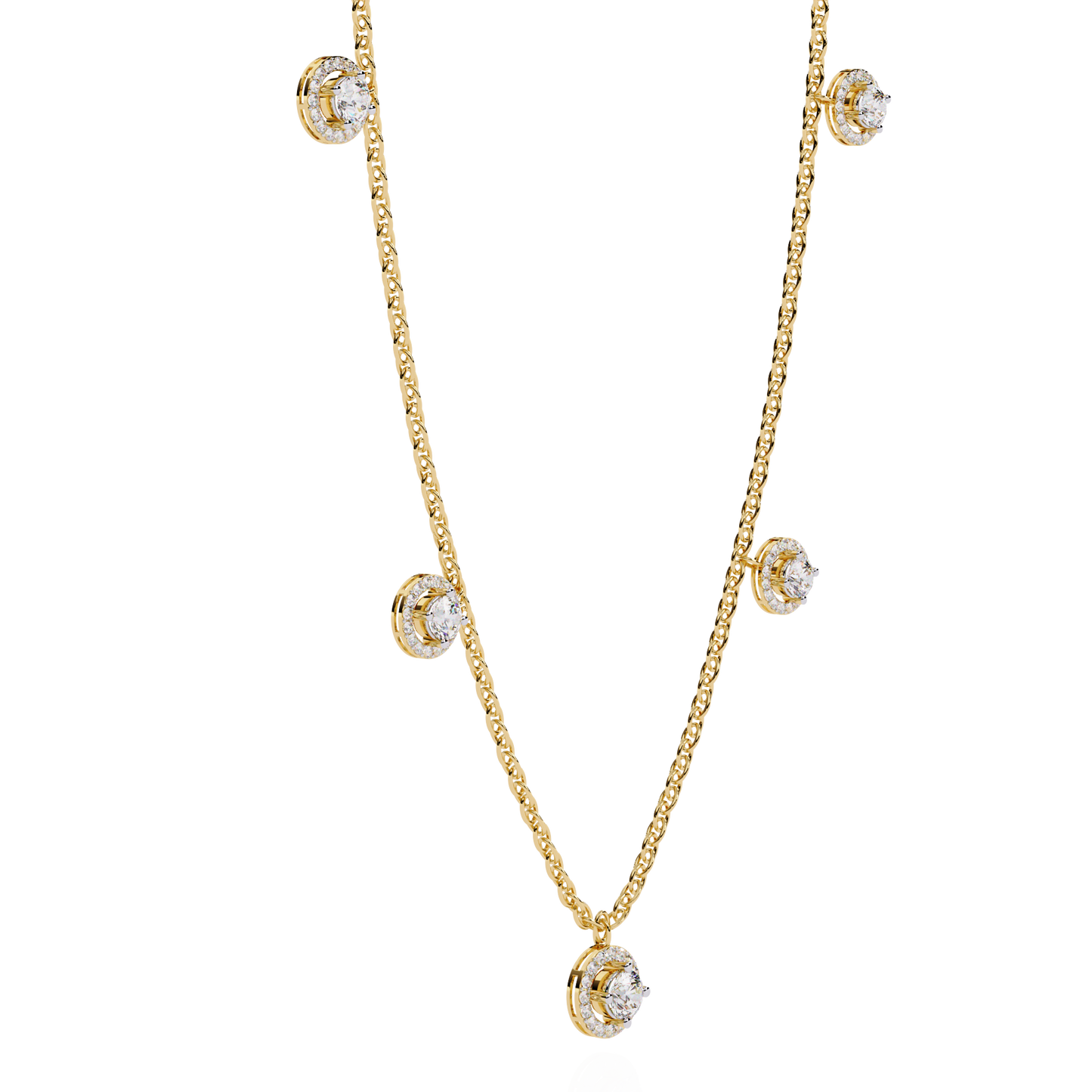 Lab Grown Diamond Necklace Round Stone (4.72ct) In 14K Gold