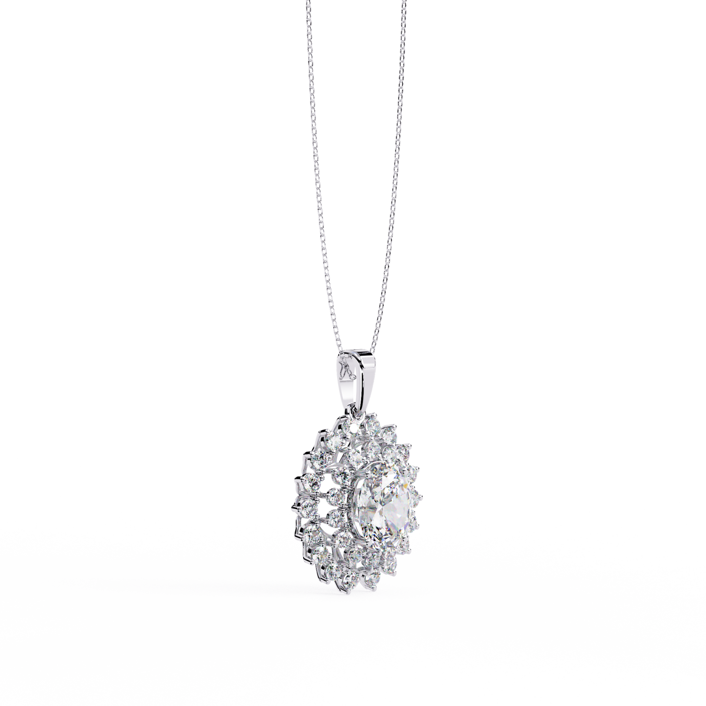 Lab Grown Diamond Necklace Oval Stone (3.41ct)In 14K Gold