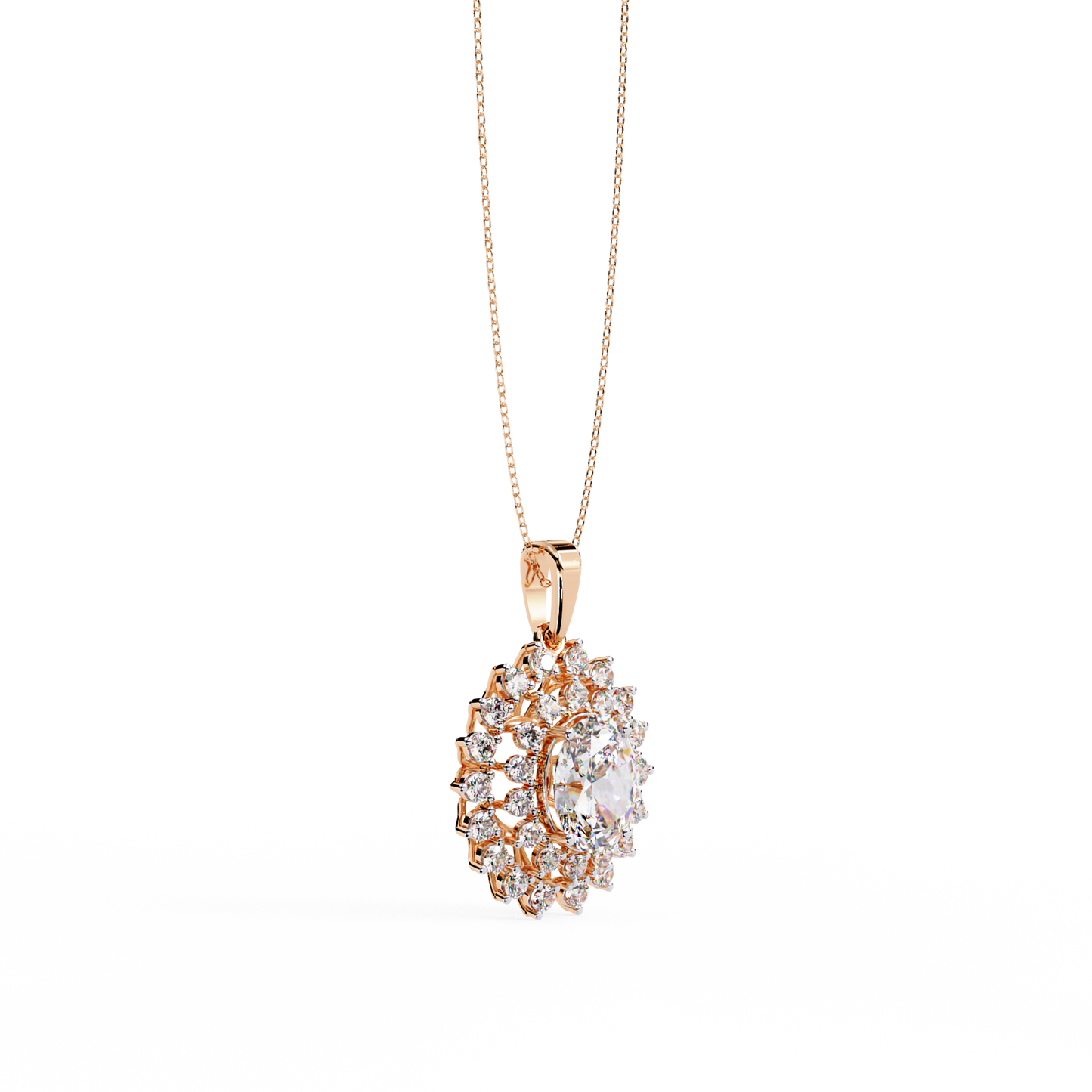Lab Grown Diamond Necklace Oval Stone (3.41ct)In 14K Gold