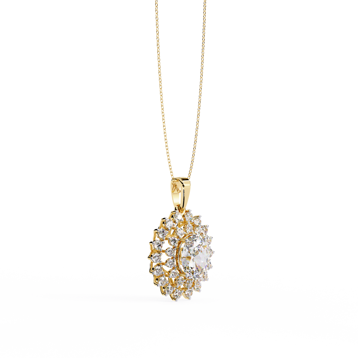Lab Grown Diamond Necklace Oval Stone (3.41ct)In 14K Gold