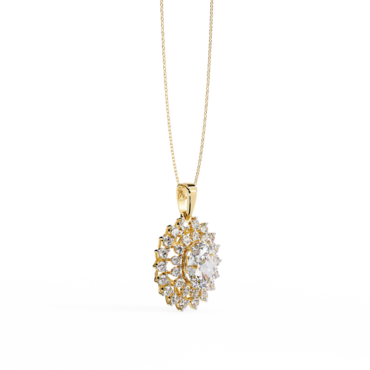 Lab Grown Diamond Necklace Oval Stone (3.41ct)In 14K Gold