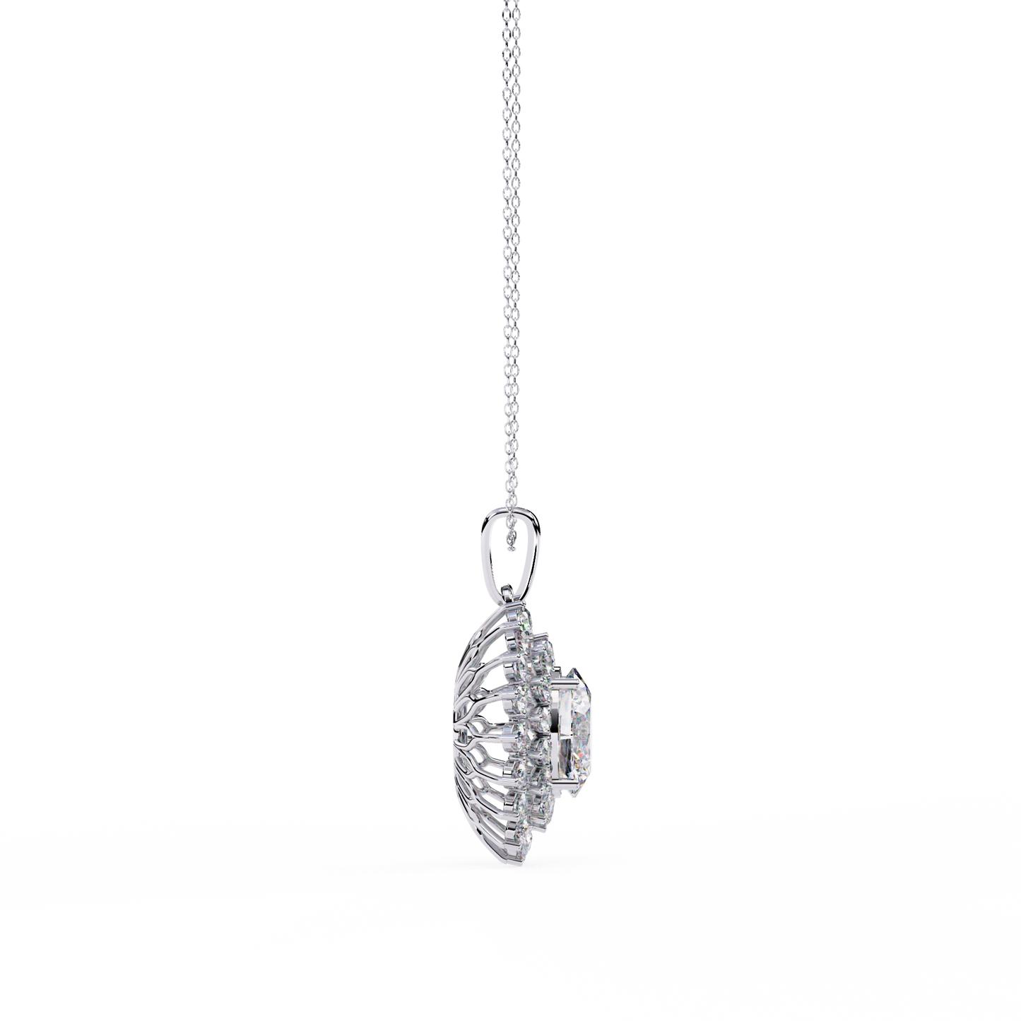 Lab Grown Diamond Pendant Oval Stone (3.41ct ) In 14K Gold Without Chain