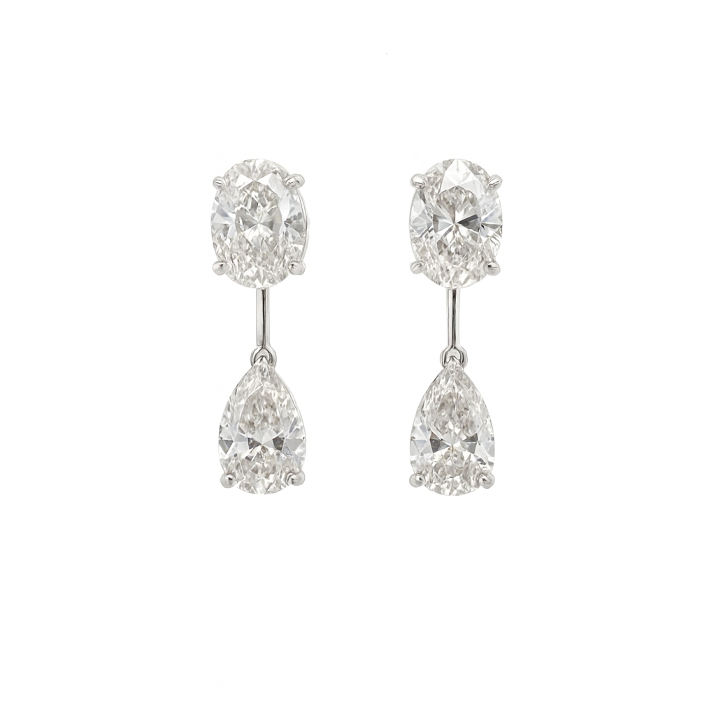 Oval & Pear Lab-Grown Diamond Stud Earrings