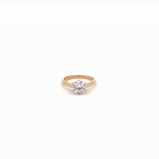 2 Carat CVD Diamond Round Brilliant Ring In 14k Gold